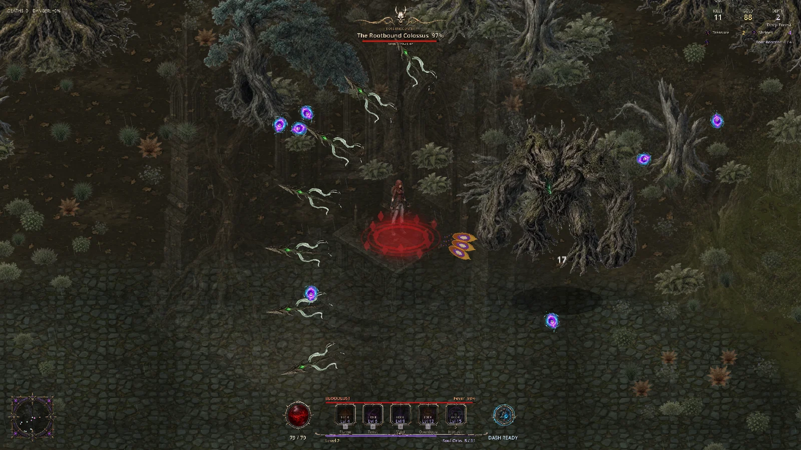 The Rootbound Colossus fight in the Deep Forest